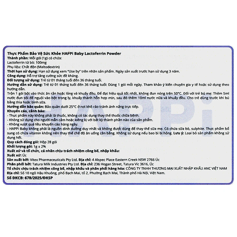 Thực phẩm bảo vệ sức khỏe Happi Baby Lactoferrin Powder - 6